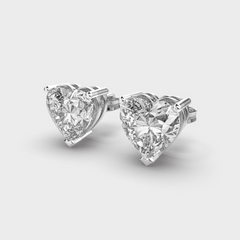 Silver Heart Solitaire Studs