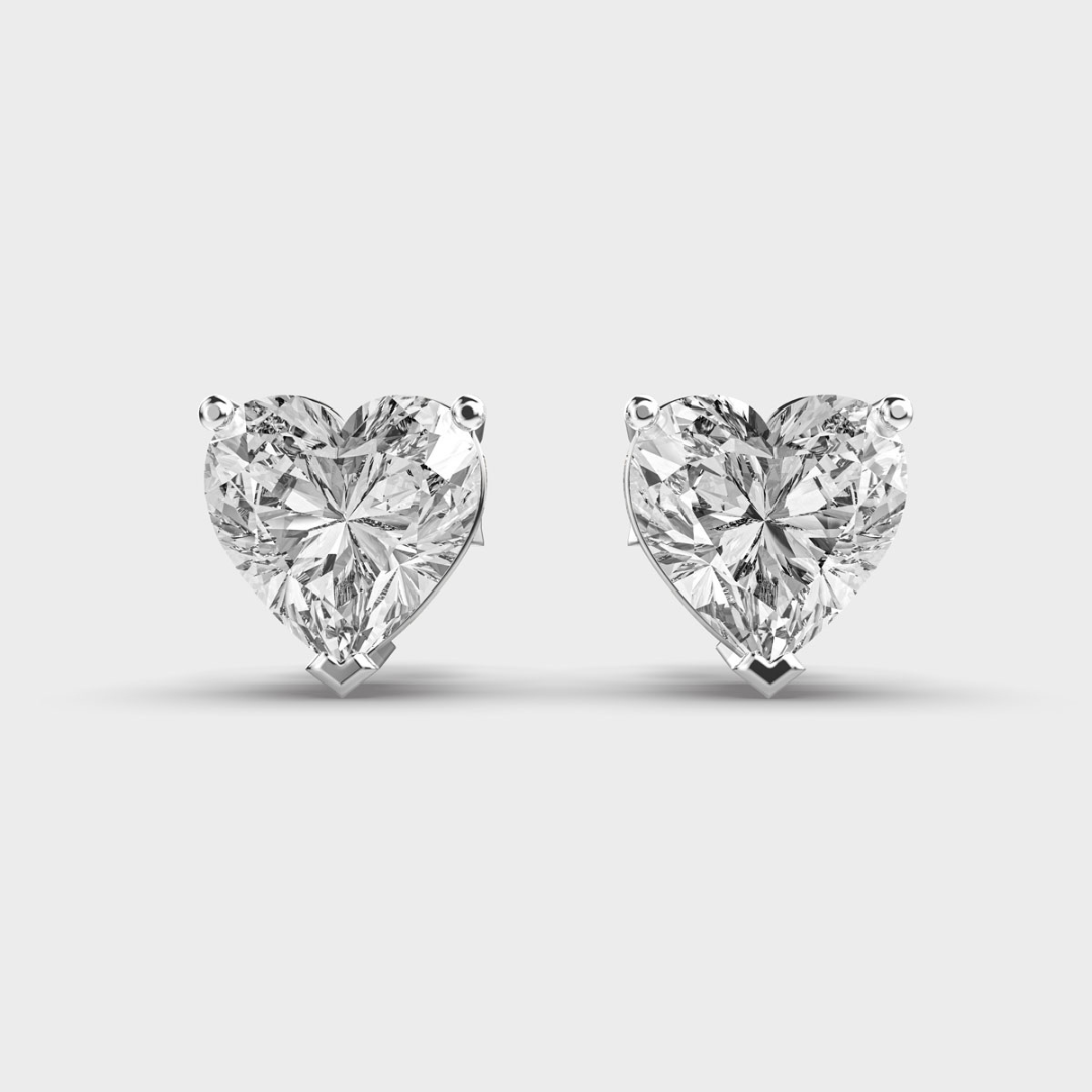 Silver Heart Solitaire Studs