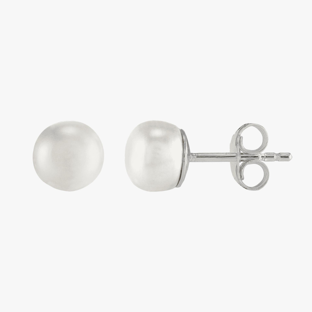 Silver Freshwater Pearl Studs