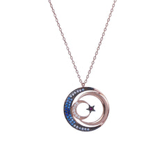 Silver Moon & Star Chain Pendant