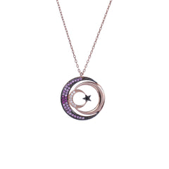 Silver Moon & Star Chain Pendant