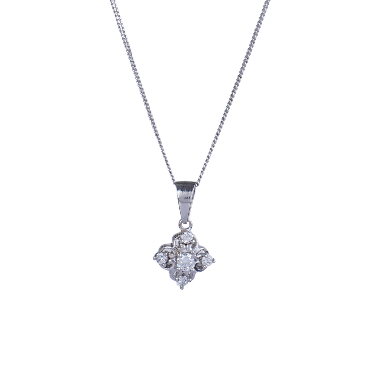 Silver Flower Style Chain Pendant