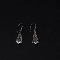 Elegant Silver Stone Oxidised Earrings