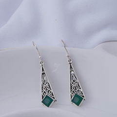 Elegant Silver Stone Oxidised Earrings