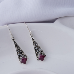 Elegant Silver Stone Oxidised Earrings