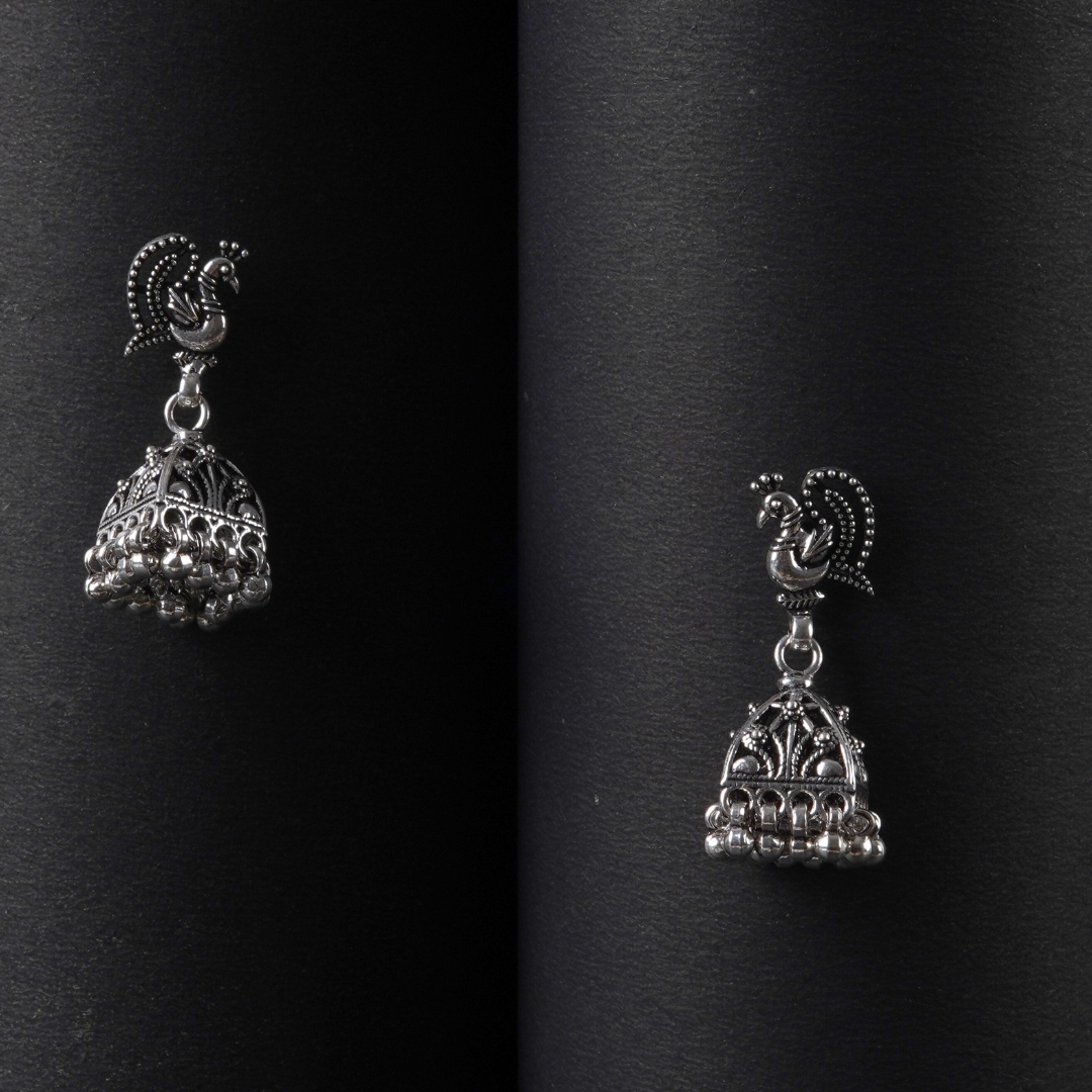 Oxidised Elegant Silver Jhumka Earring