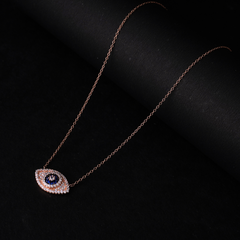 Classic Blue Evil Eye Rose Gold Chain Pendant