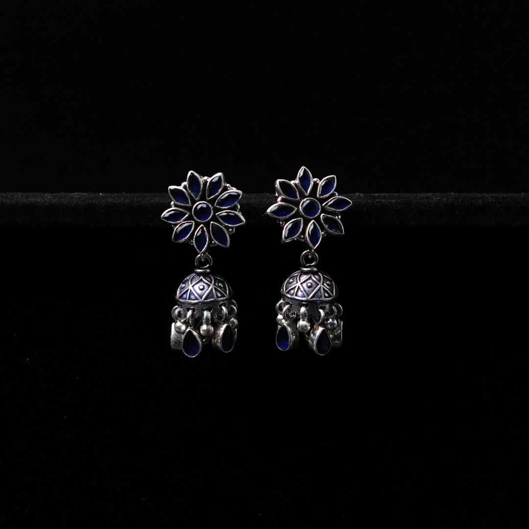 Oxidised Silver Jhumka Earrings