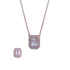 Silver Square Chain Pendant Set