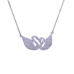 Silver Double Swan Crystal Chain Pendant