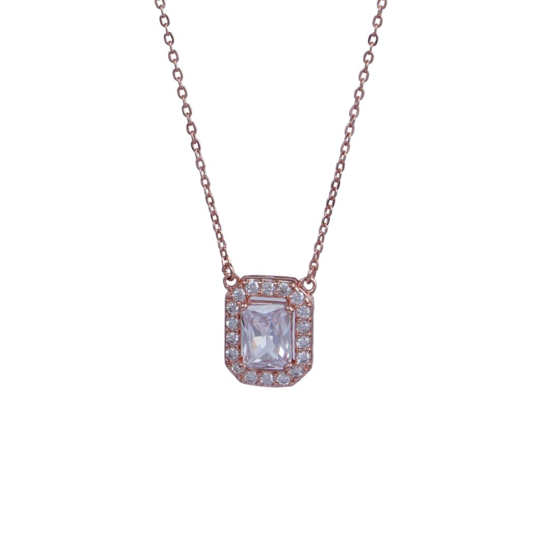 Silver Square Chain Pendant Set