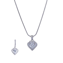 Silver Heart Cut Chain Pendant Set