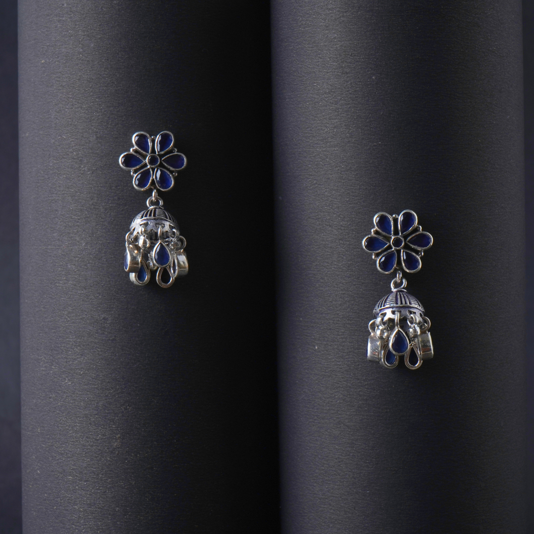 Oxidised Elegant Designer Silver Earrings