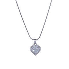 Silver Heart Cut Chain Pendant Set