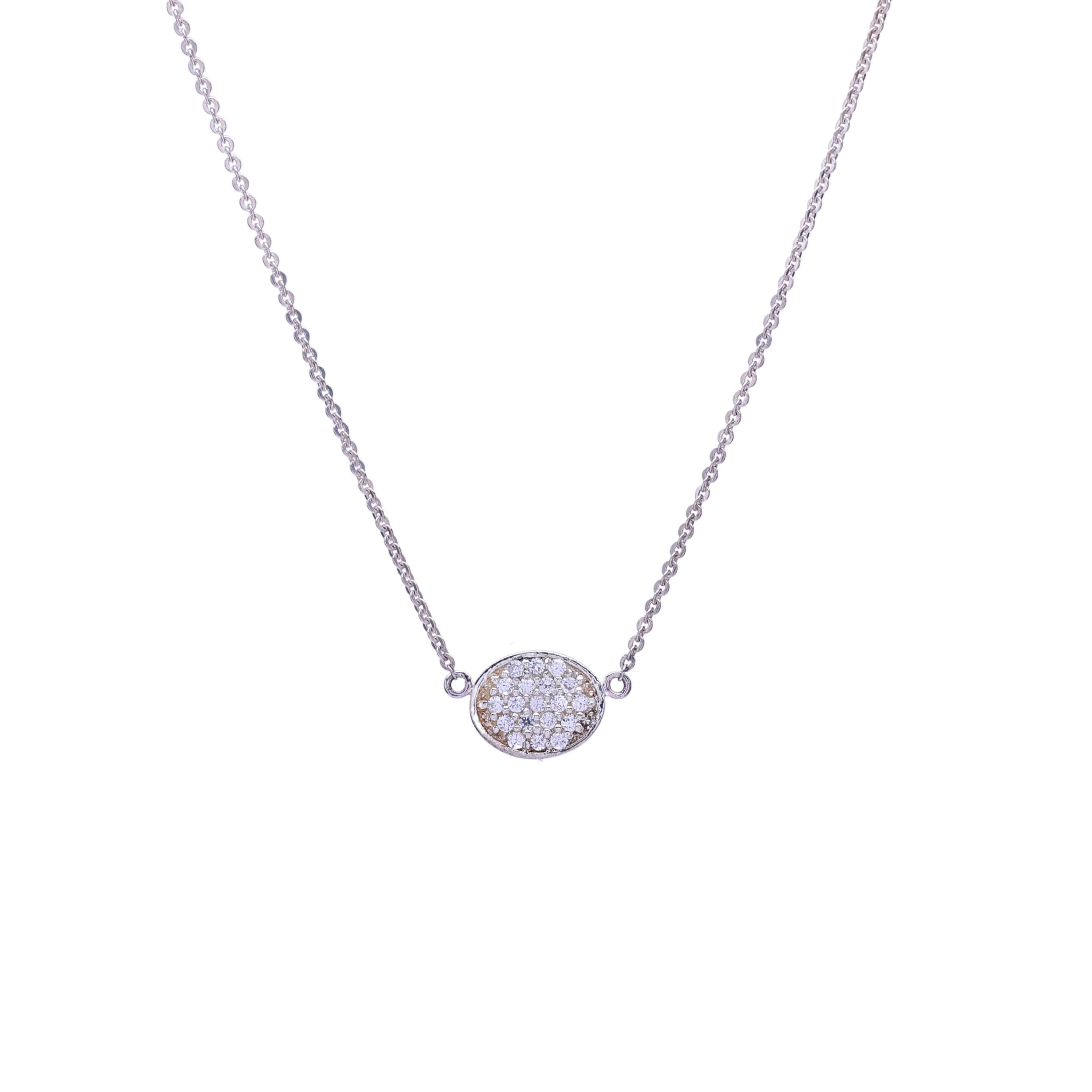 Silver Pave Disc Chain Pendant