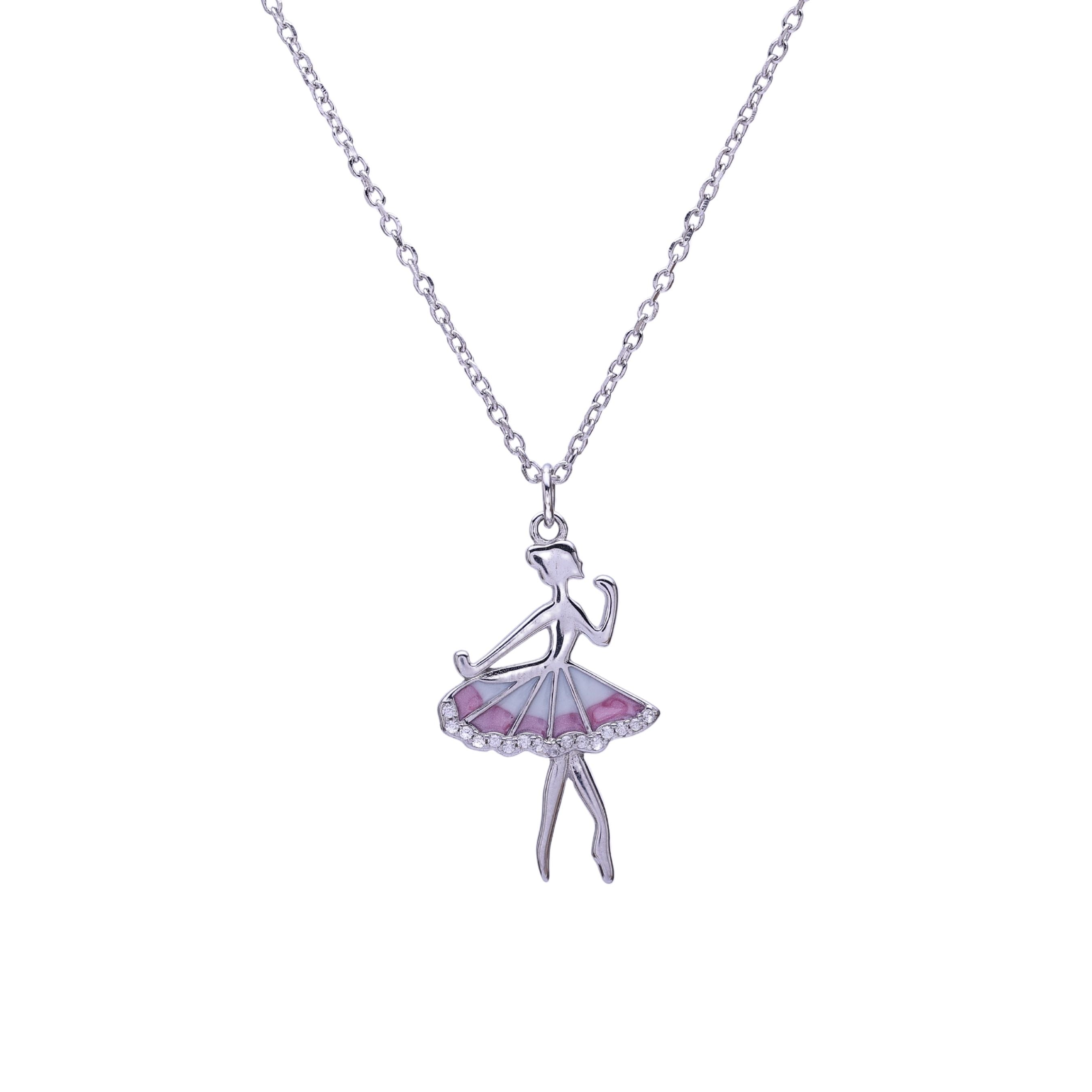 Silver Dancing Ballerina Chain Pendant