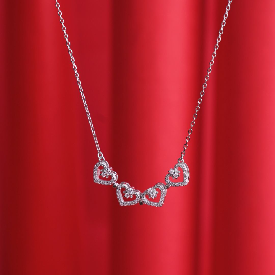 Silver 4 Heart Chain Pendant