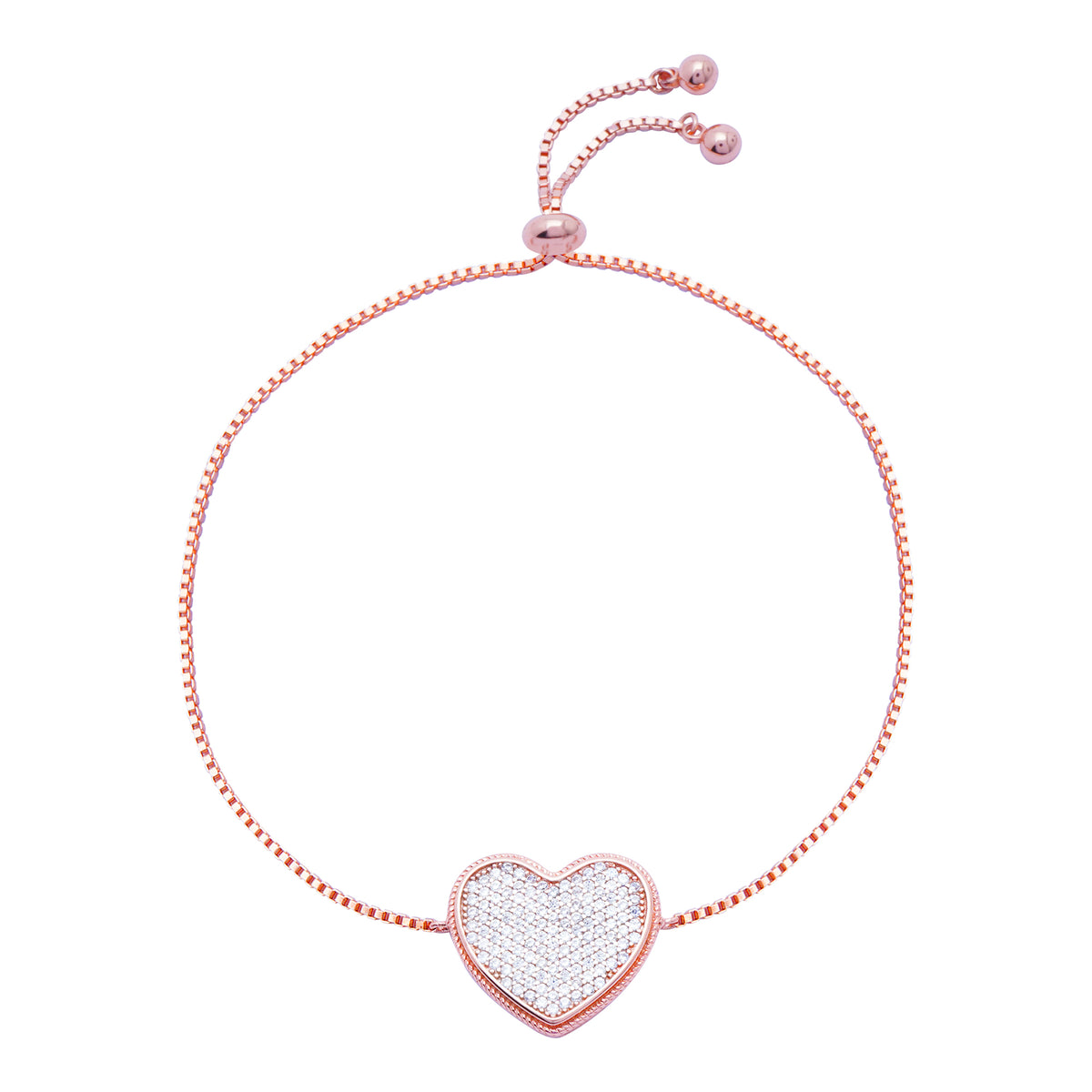 Heart rose gold silver bracelet