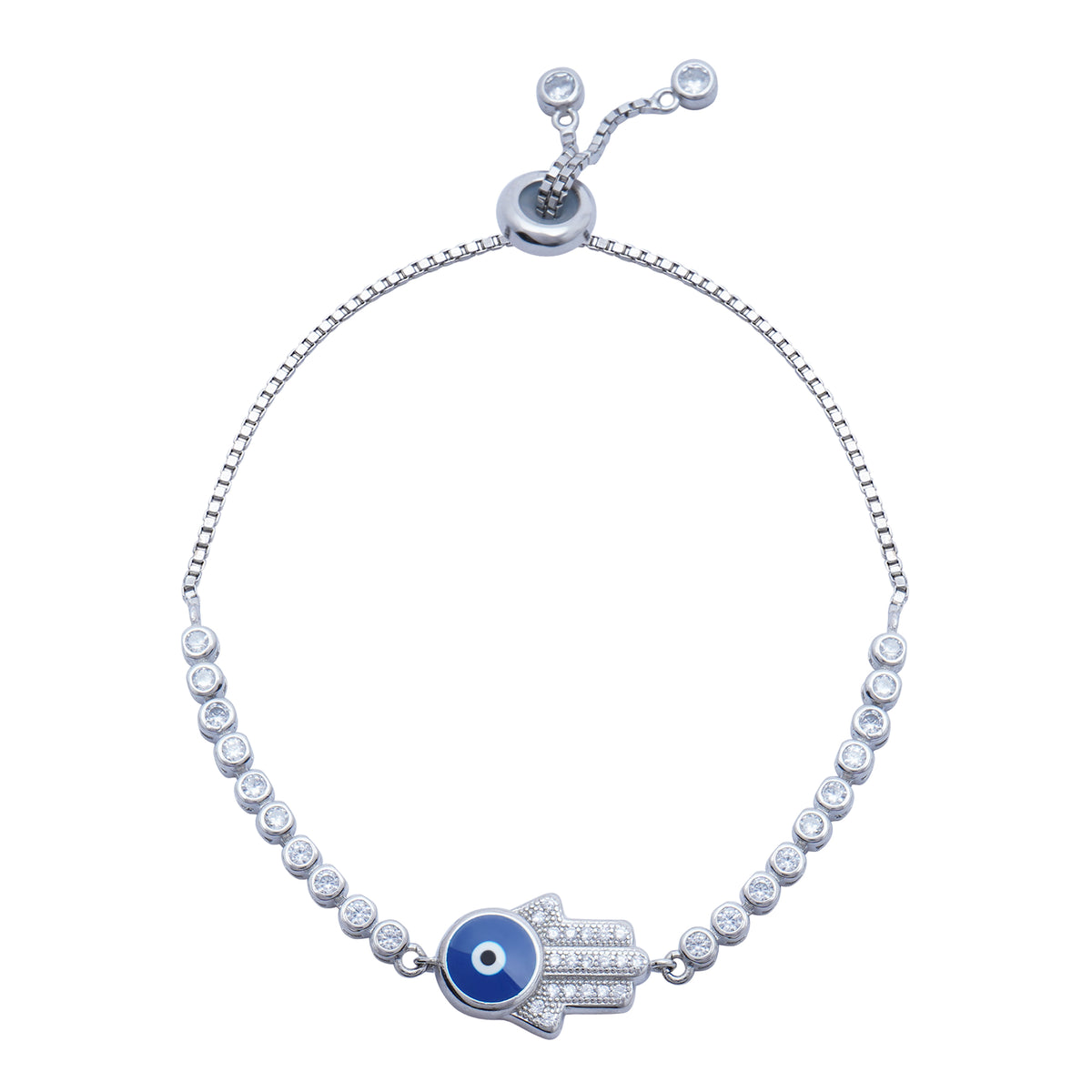 Adjustable Evil Eye Sterling Silver Bracelet