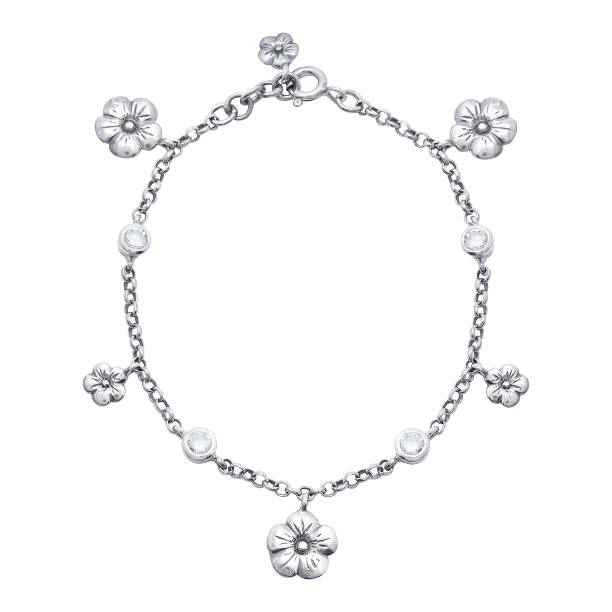 Silver flower bracelet