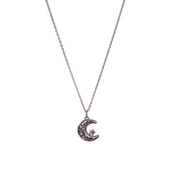 Silver Moon & Star Chain Pendant