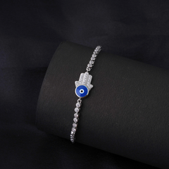 Adjustable Evil Eye Sterling Silver Bracelet