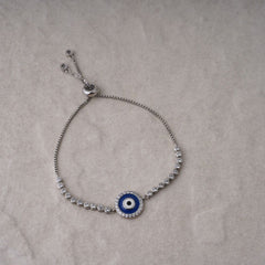 Evil Eye Silver Link Chain Bracelet