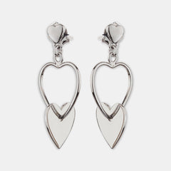 Silver Dangle Tri Heart Earrings - silvermark