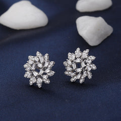 Silver Sunflower Zircon Studs - silvermark