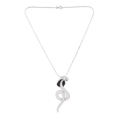 Silver Iced Out Snake Necklace - silvermark