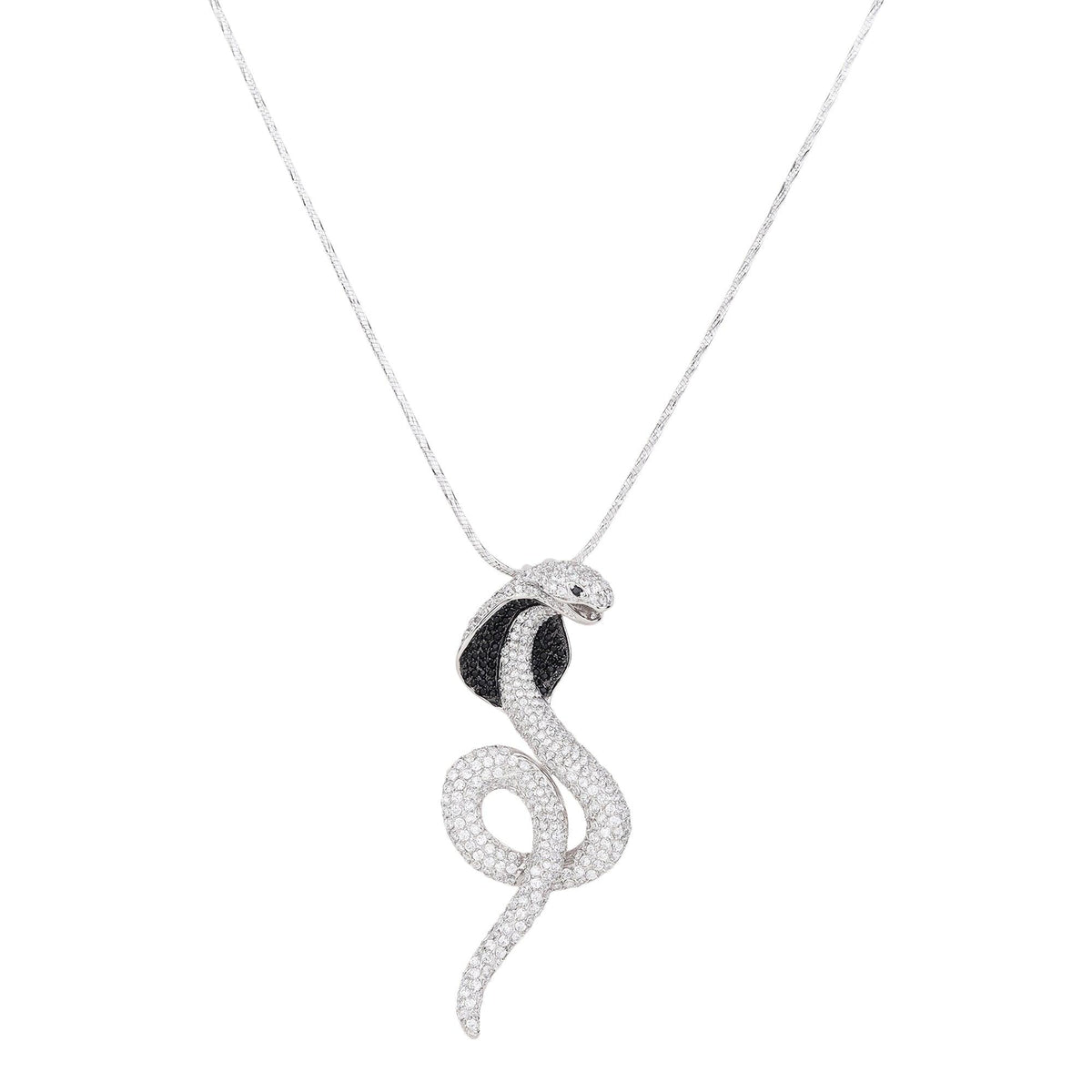 Silver Iced Out Snake Necklace - silvermark