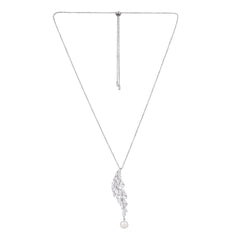 Silver Pave Feather Necklace - silvermark
