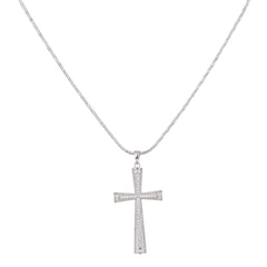 Silver Iced Out Cross Pendant - silvermark