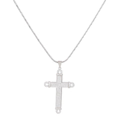 Silver Iced Out Cross Pendant - silvermark