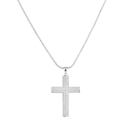 Silver Iced Out Cross Pendant - silvermark