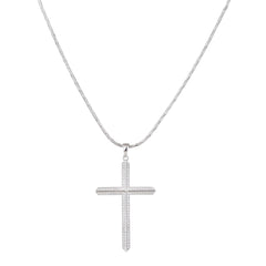 Silver Iced Out Cross Pendant - silvermark