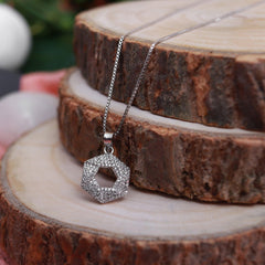 Royal Open Pave Crystal Hexagon Pendant - silvermark