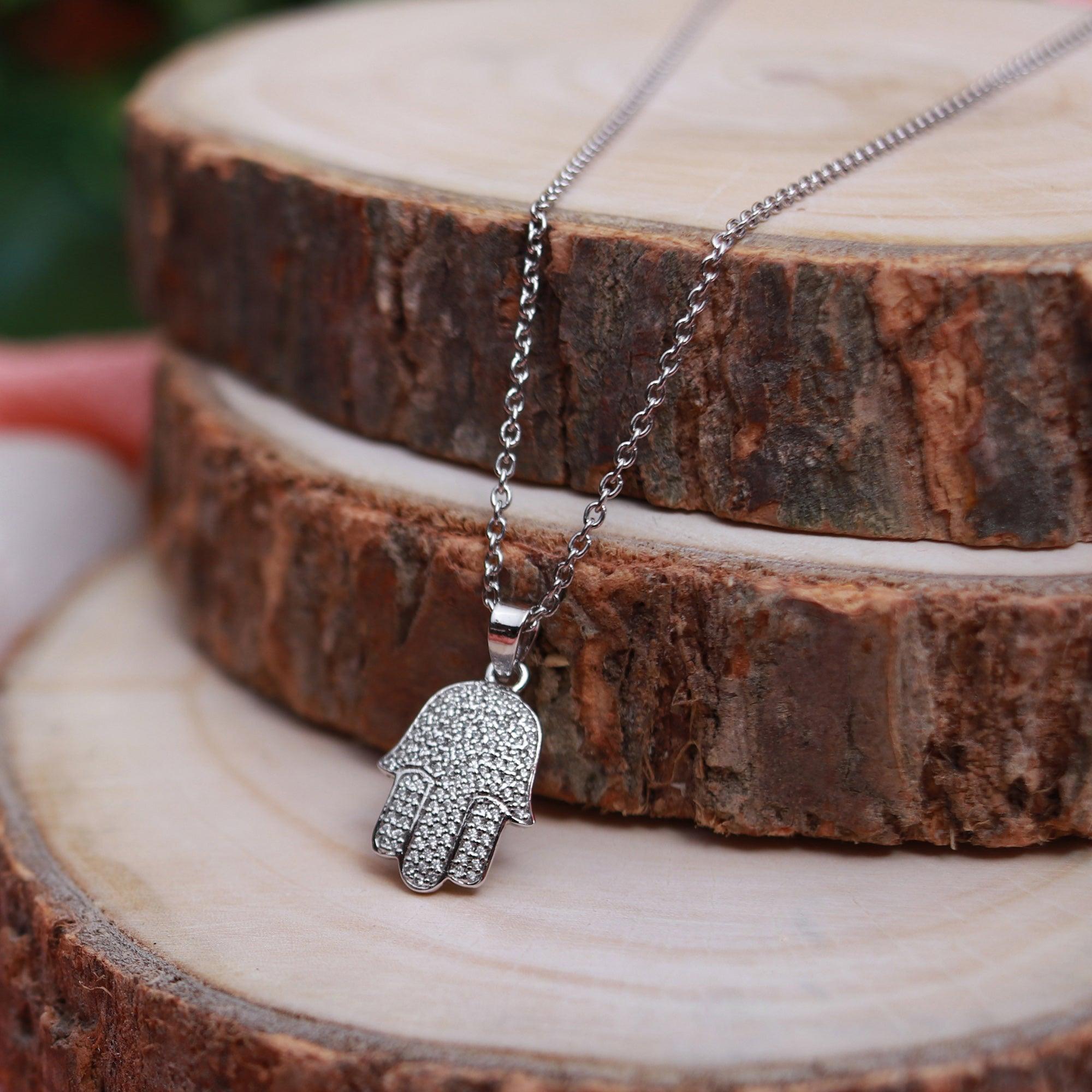 Stoned Hamsa Necklace - silvermark