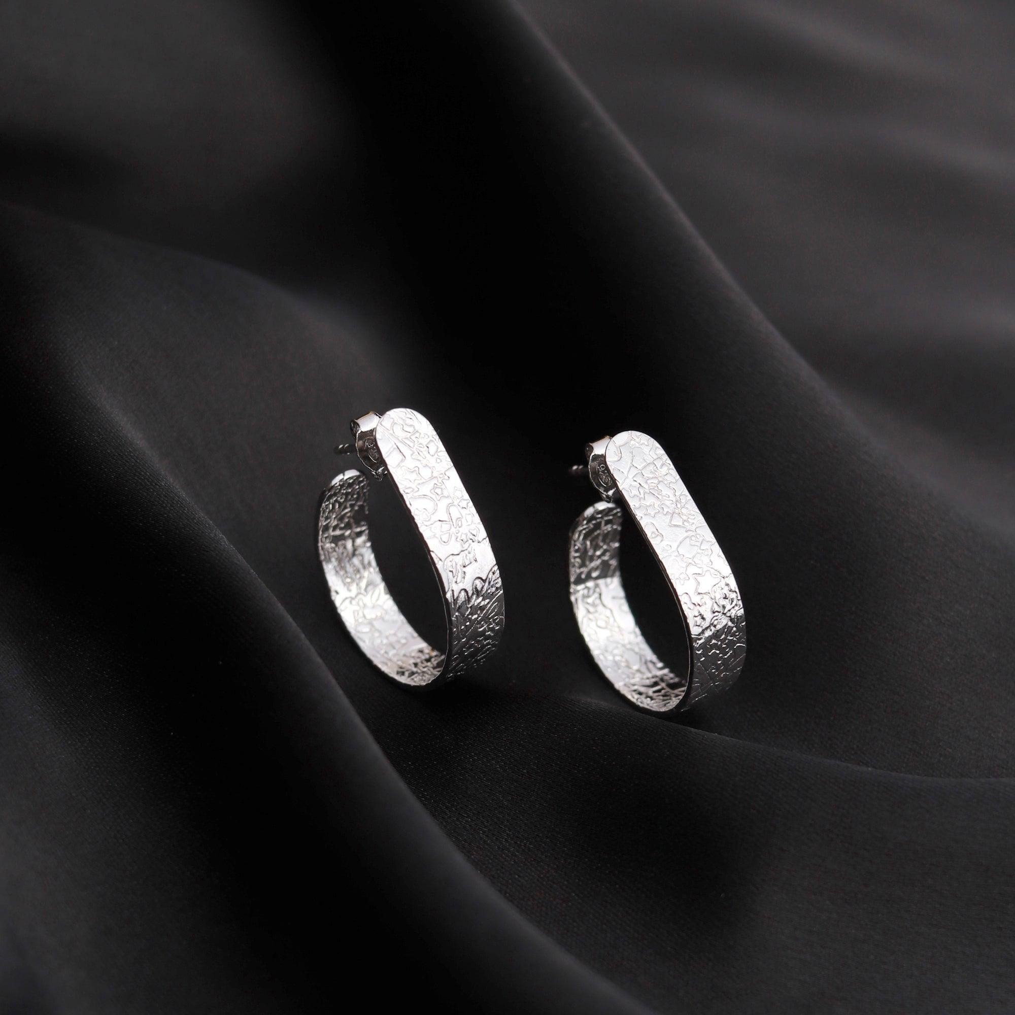 Buy Silver Textured Interlocking Hoop Earring - Accessorize India