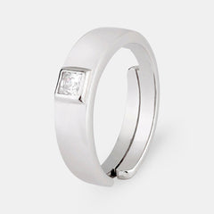 Silver Zircon Square Ring - silvermark