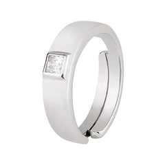 Silver Zircon Square Ring - silvermark