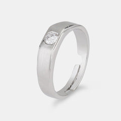 Silver Solitaire Zircon Ring - silvermark