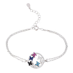 Sparkling Butterfly Silver Bracelet