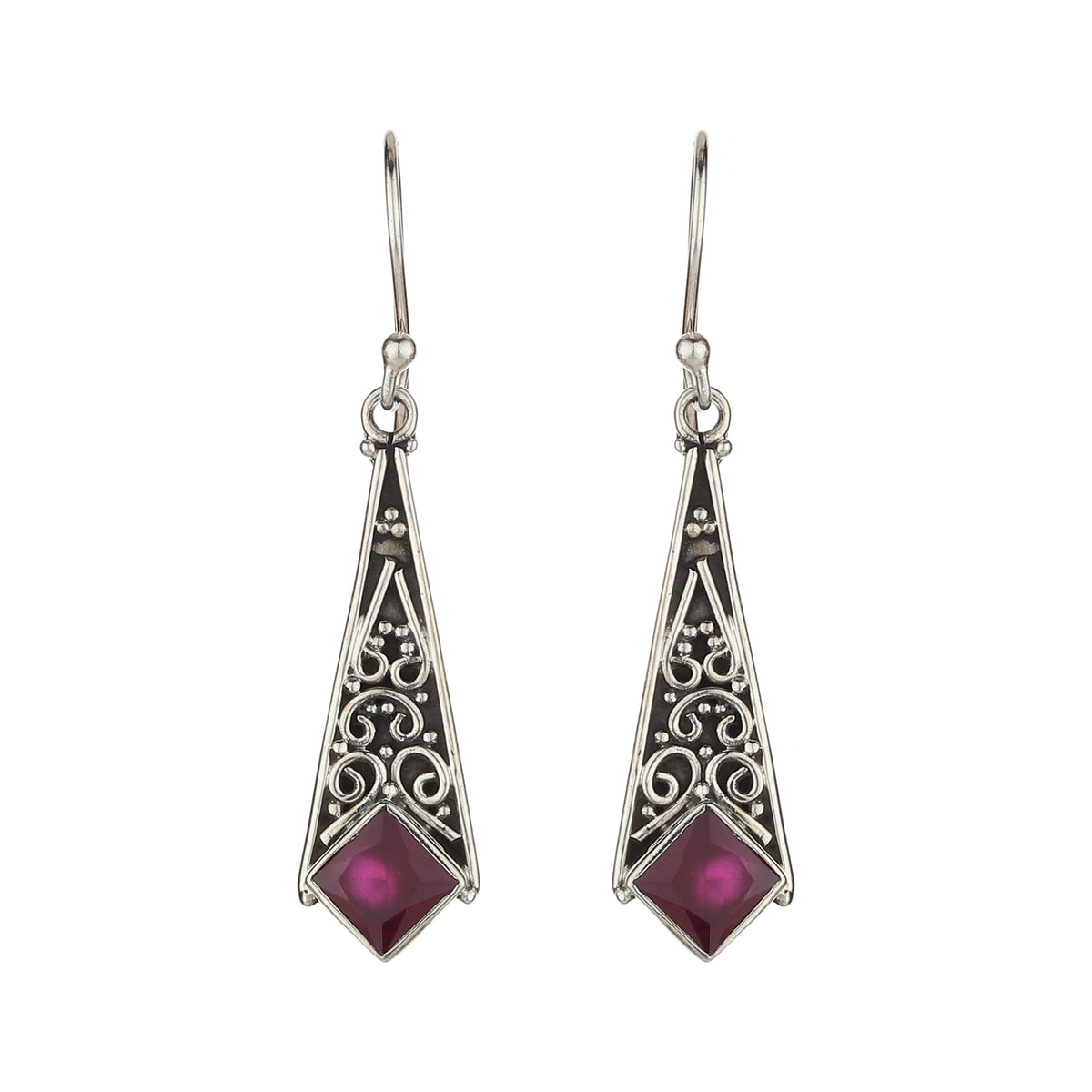 Modern Oxidized Teardrop Silver Earring