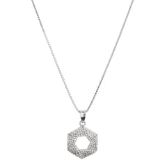 Royal Open Pave Crystal Hexagon Pendant - silvermark