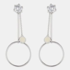 Silver Zircon Droplet Earring - silvermark