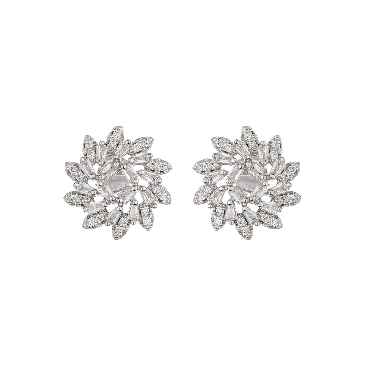 Silver Sunflower Zircon Studs - silvermark