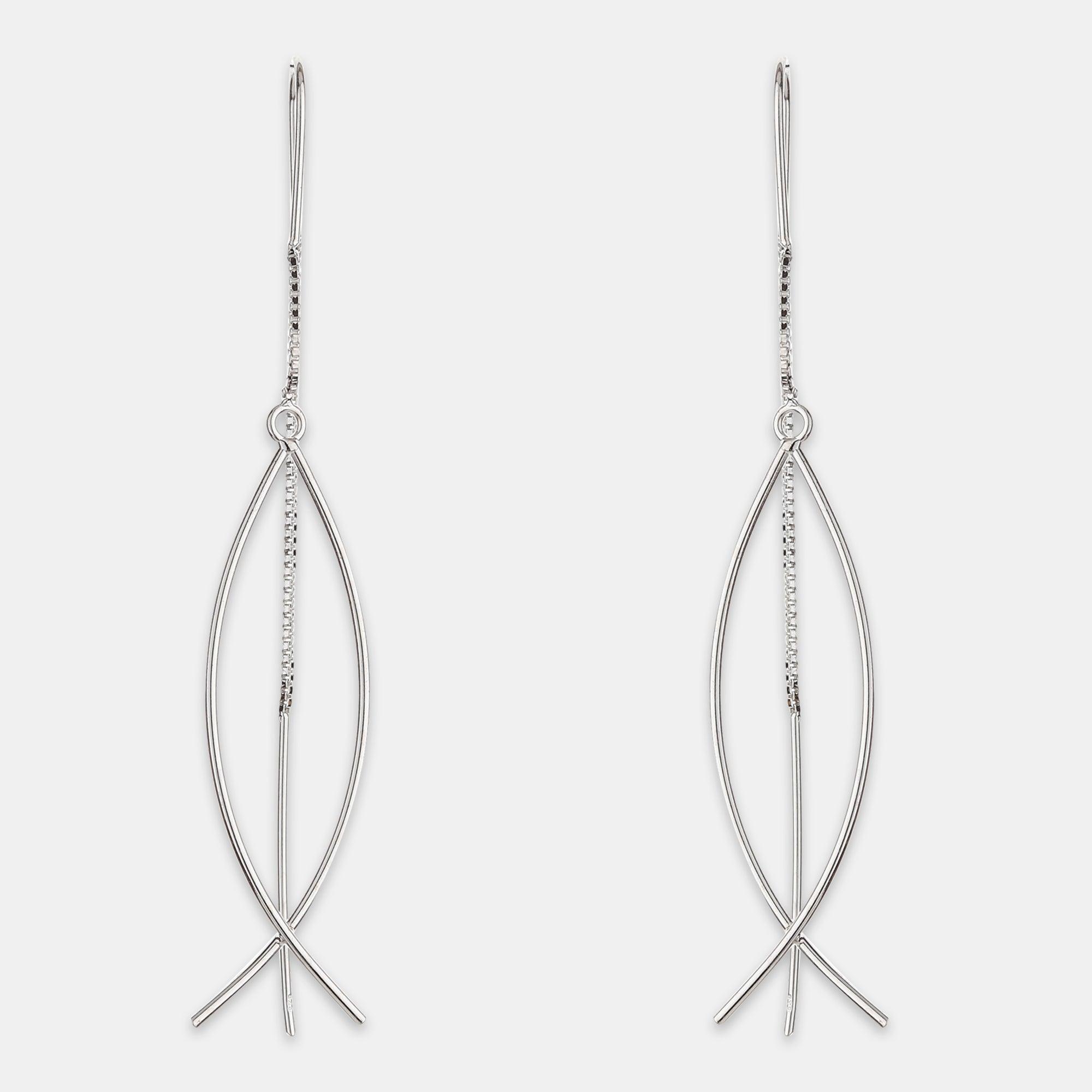 Silver Wired Dangle Hoop Earrings - silvermark