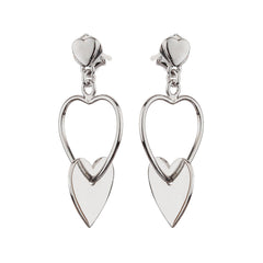 Silver Dangle Tri Heart Earrings - silvermark