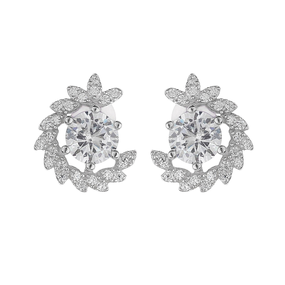 Fancy Silver Half Moon Studs - silvermark